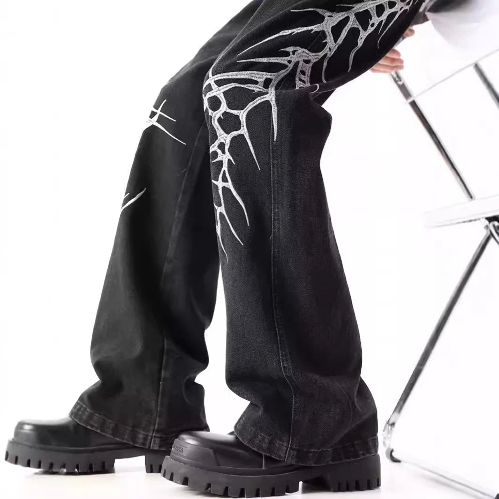 Heavy Embroidery Loose Straight Y2K Jeans
