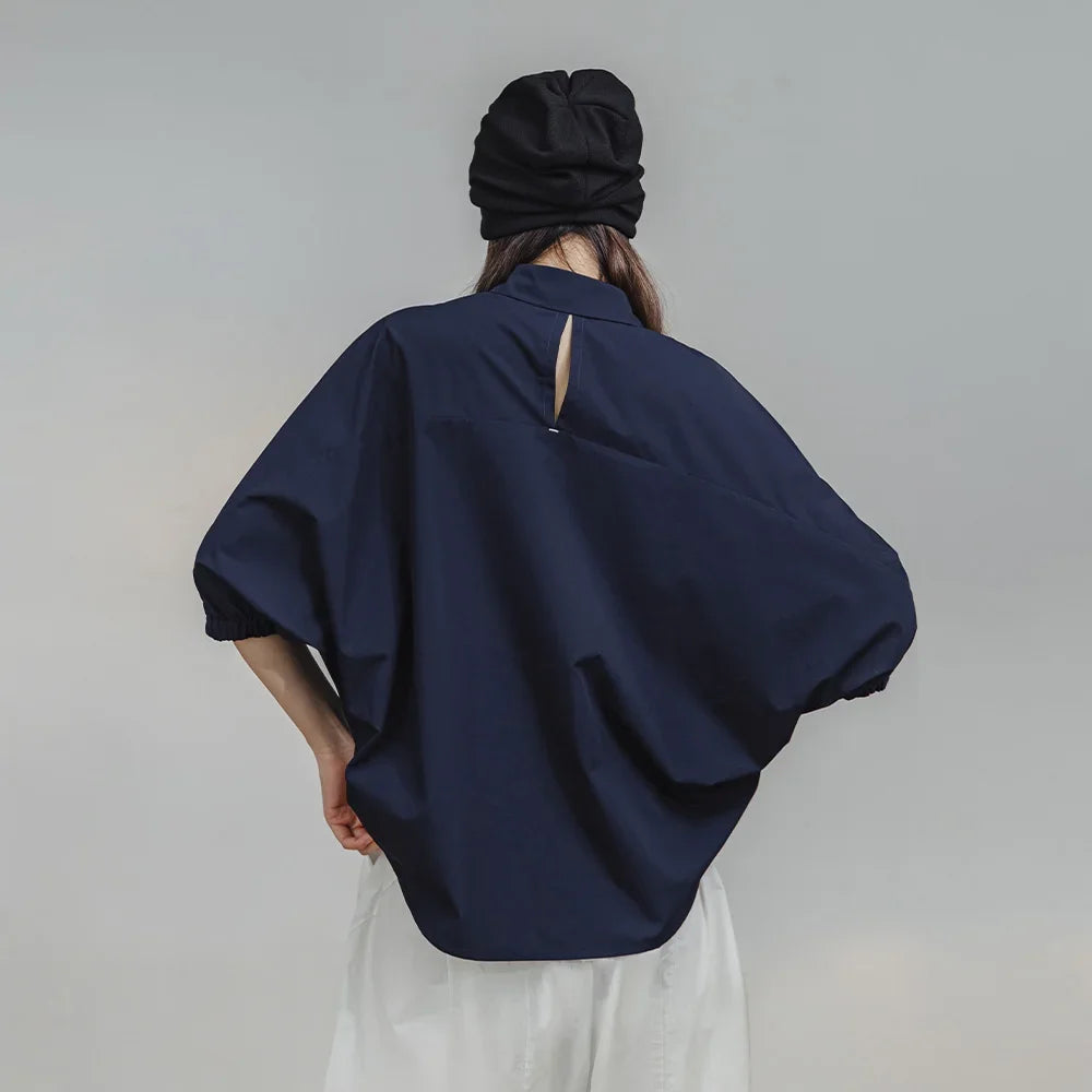 Breathable Loose Batwing Stand Collar Shirt
