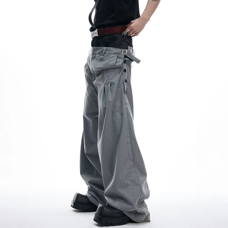 Striped Wide Leg Casual Trousers Pants