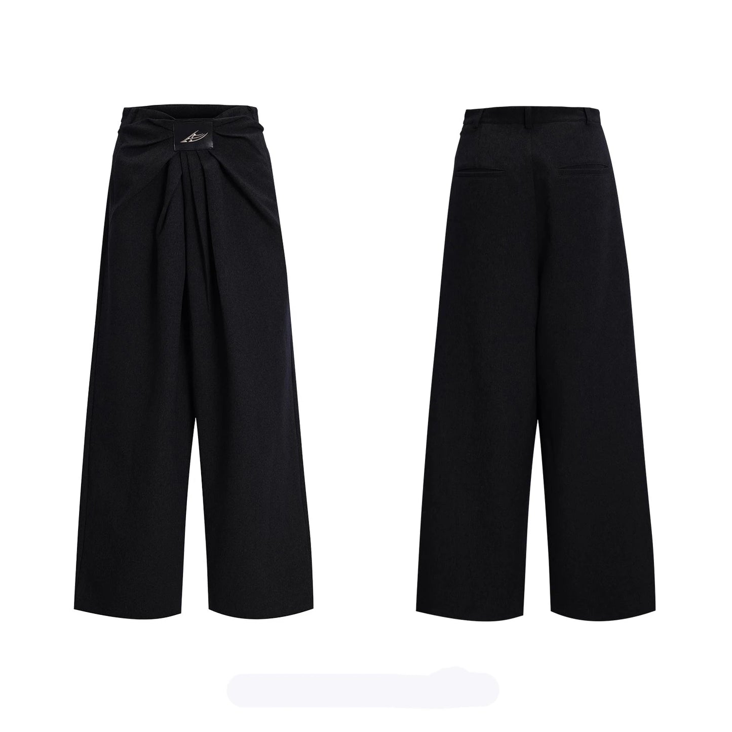 Elegant Grey Flowy Wide Leg Pants