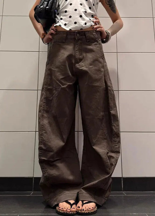 Brown Vintage Y2K Cargo Wide Jeans