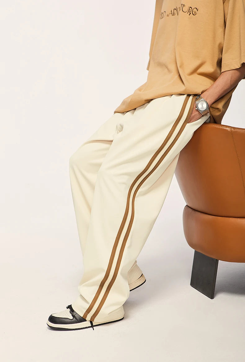 Elastic Waist Striped Straight Leg Pants