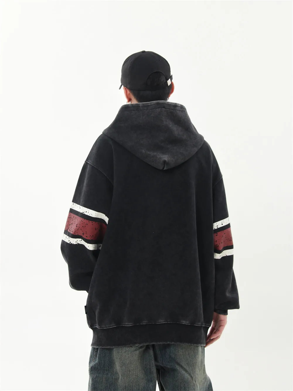 Vintage Distressed Print Hooded Sweatshirts