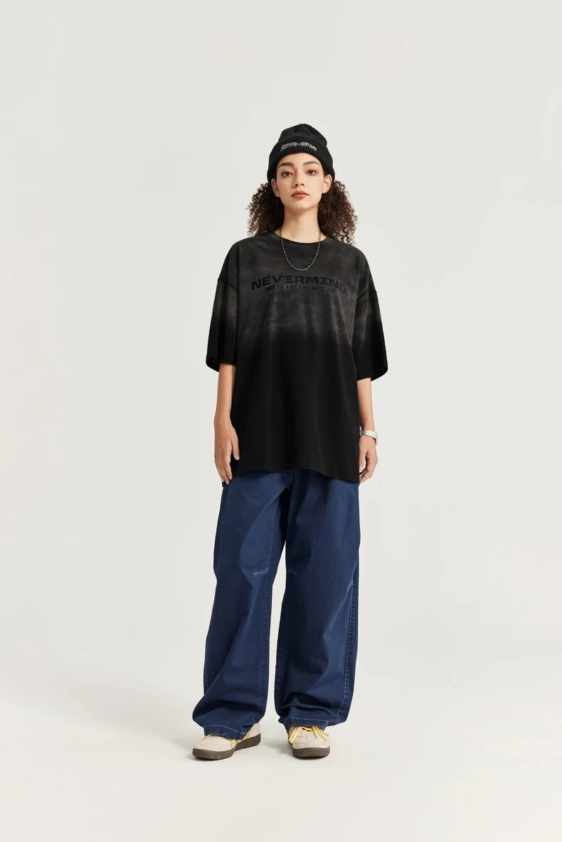 Vintage Washed Oversized Rubber Print T-Shirt