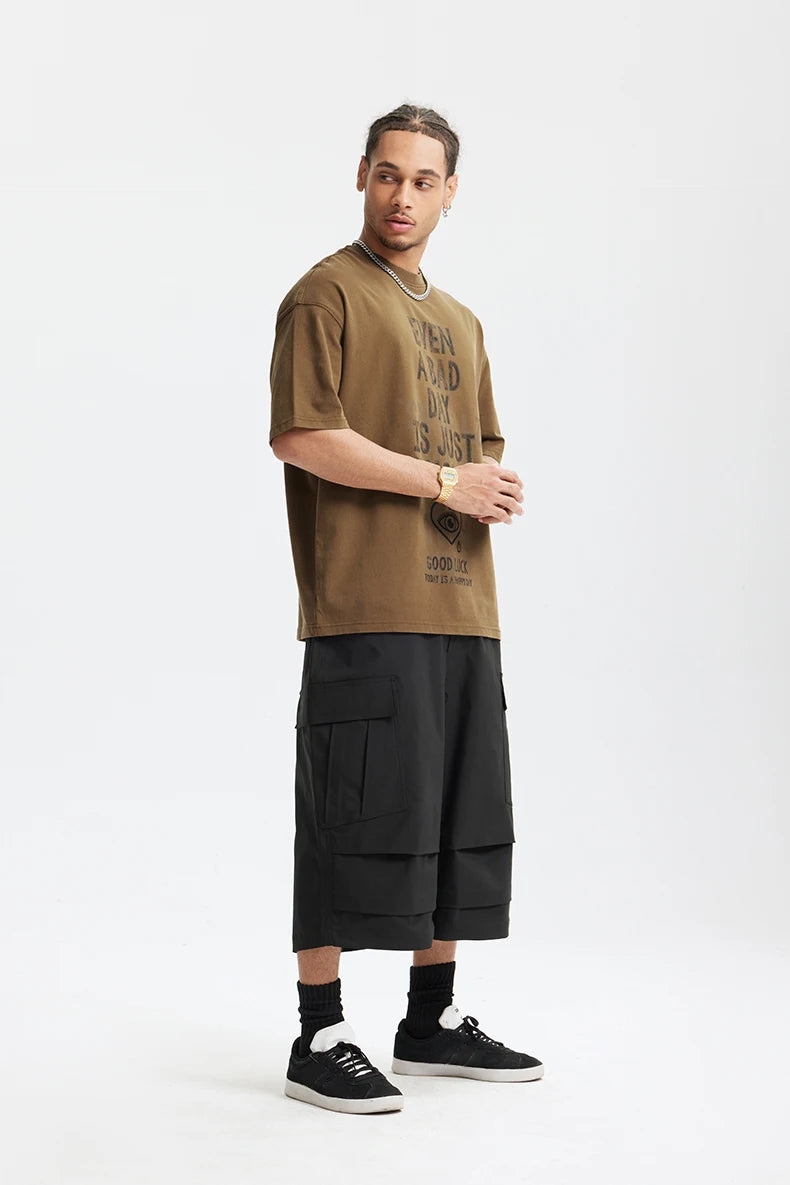 Heavyweight Cotton Letter Print Crew T-Shirt