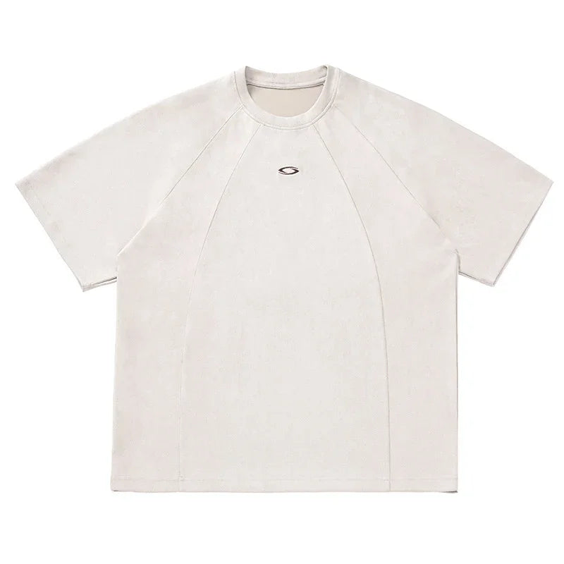 Vintage American Splicing Suede Short T-Shirt
