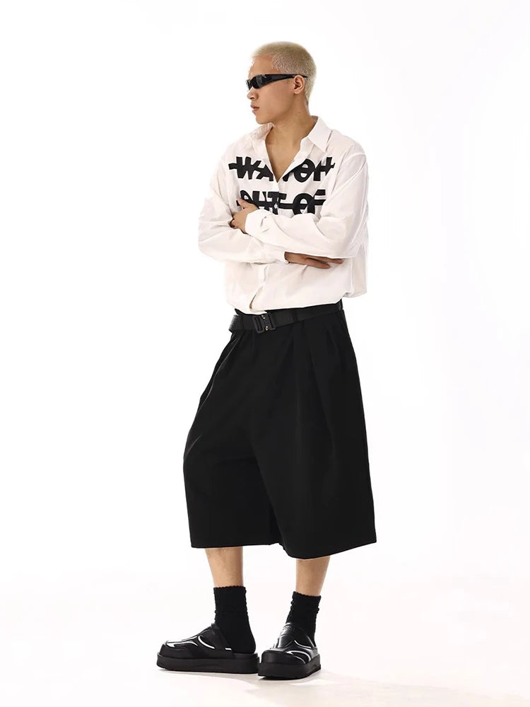 Black Wide Leg Suit Shorts