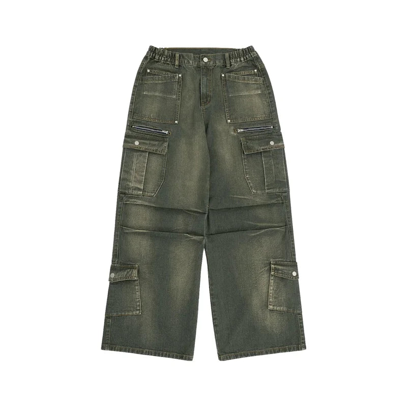 Vintage Baggy Green Y2K Denim Jeans
