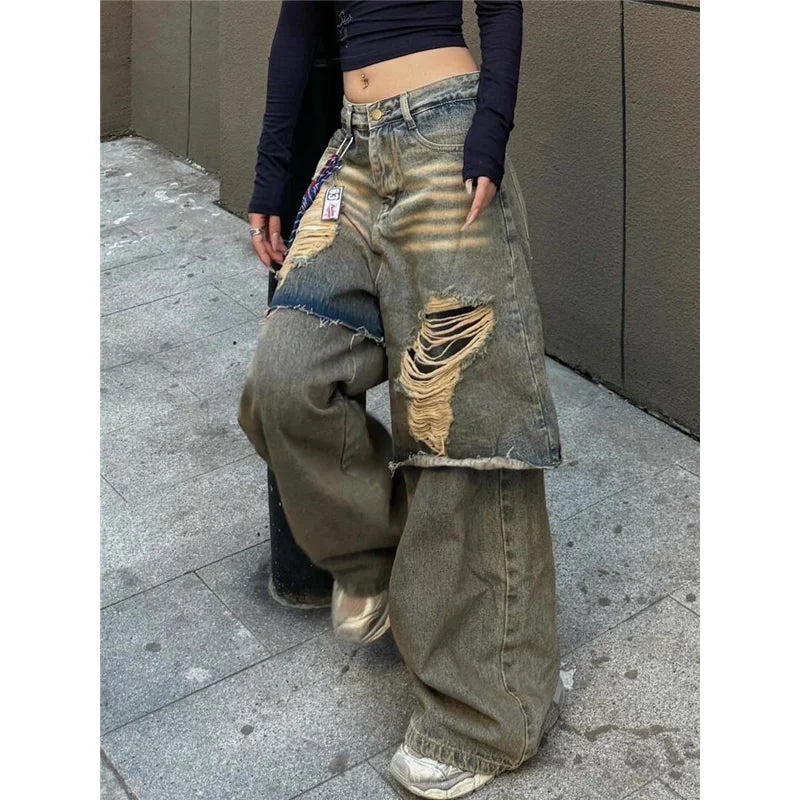 Vintage High Waisted Loose Wide Jeans
