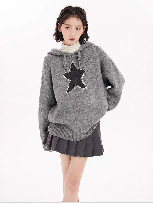 Cozy Knitted Hooded Sweater Coat