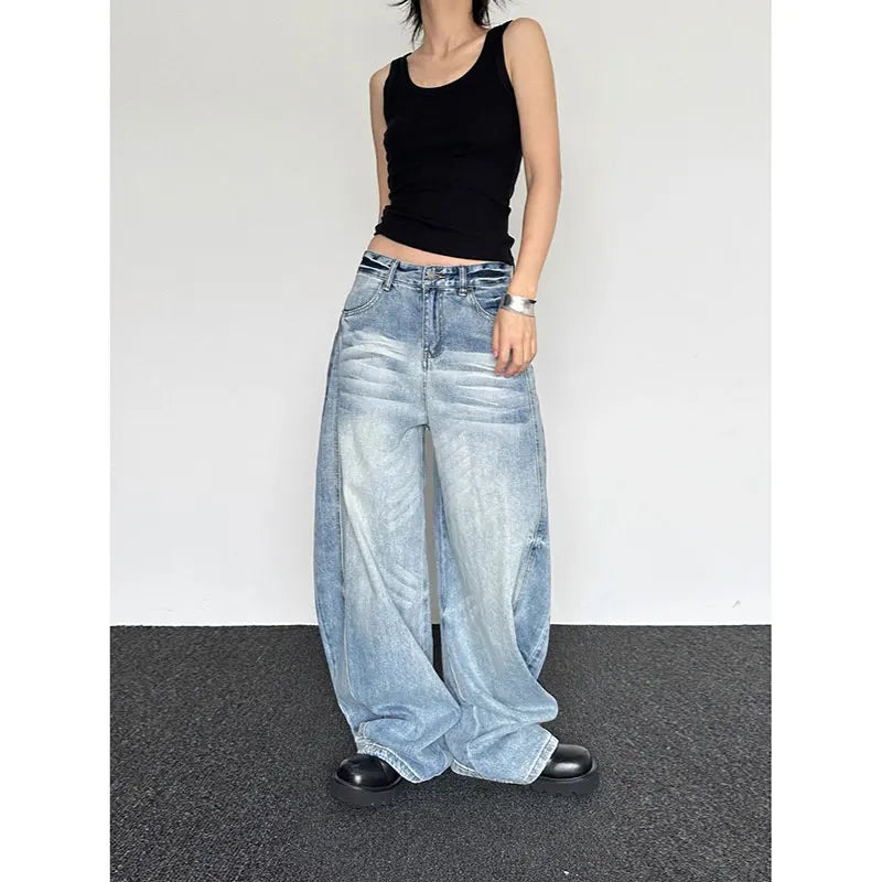 Vintage Japanese Style Blue Boyfriend Jeans