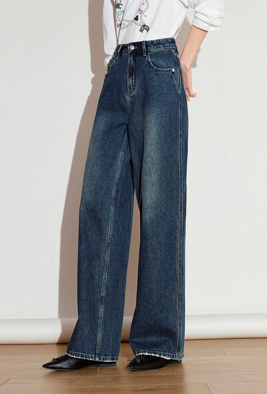 Stone Washed Retro High Street Jeans