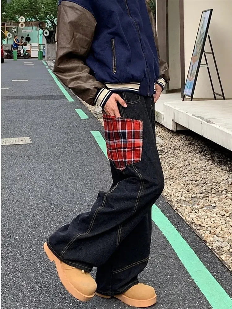 Trashy Red Plaid Washed Black Jeans