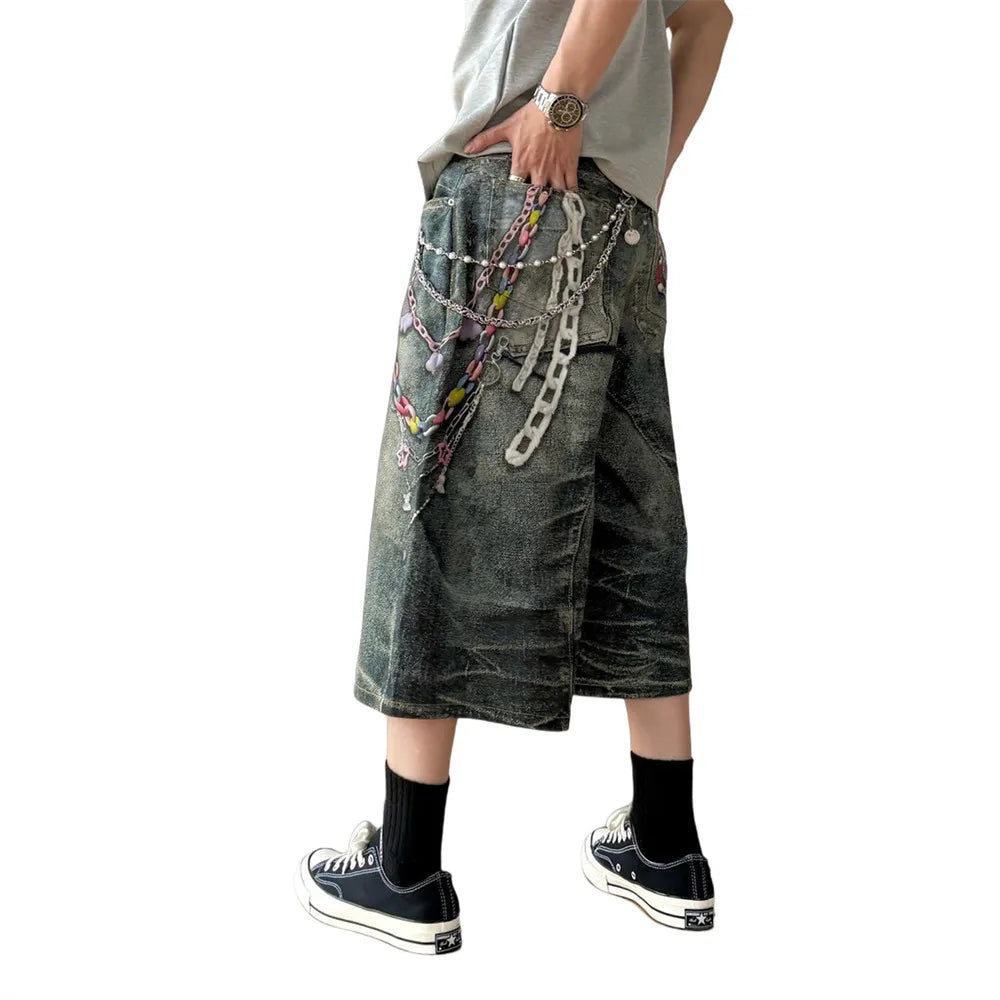 Retro Distressed Loose Wide Leg Jeans