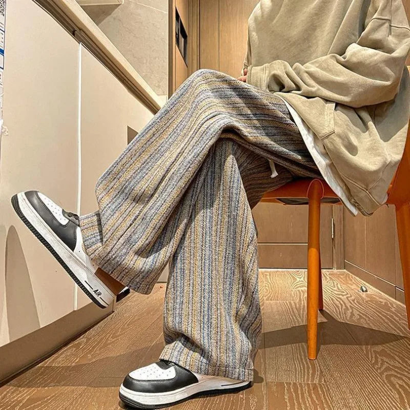 Wide Leg Stripe Casual Pantalones Pants