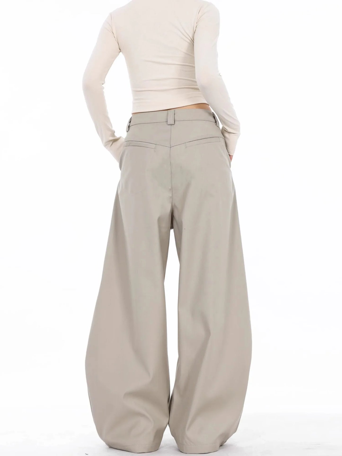 High Waist Straight Black Suit Pants