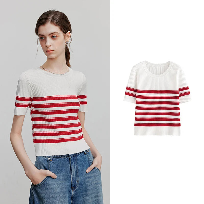 Stylish Knit Short-Sleeve Sweater