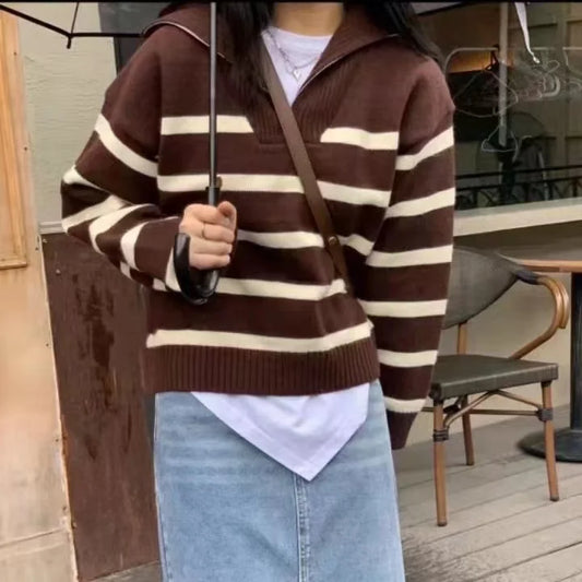 Cozy Oversized Knitted Zipper Pullover Sweater