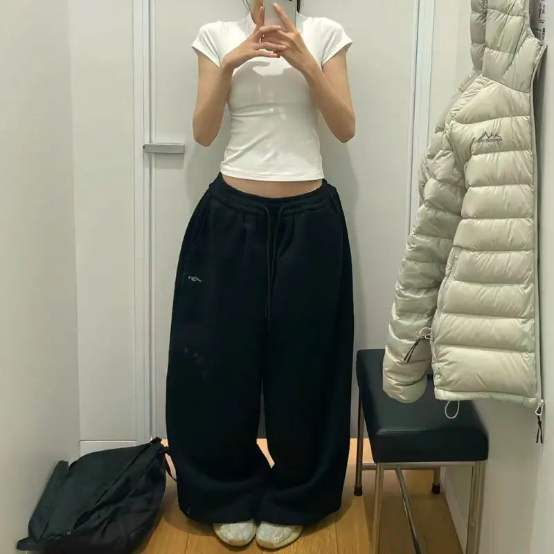Vintage Wide Leg Sweatpants Women Pants