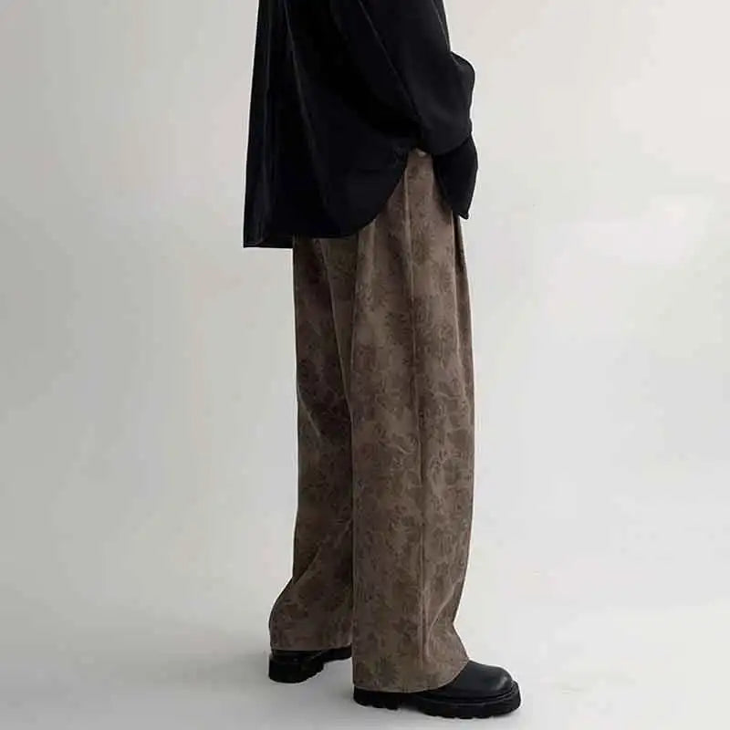 Floral Vintage Khaki Straight Pants
