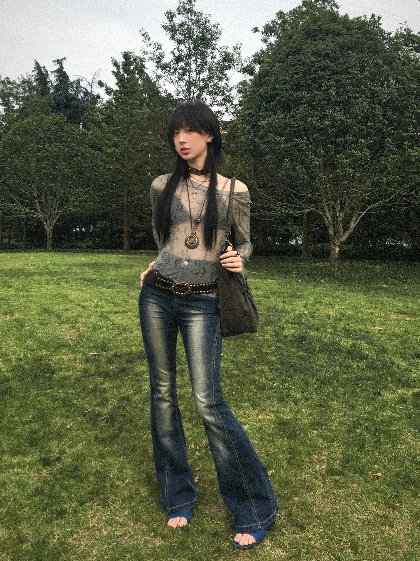 Grunge Aesthetic Mesh Japanese Sheer T-Shirt