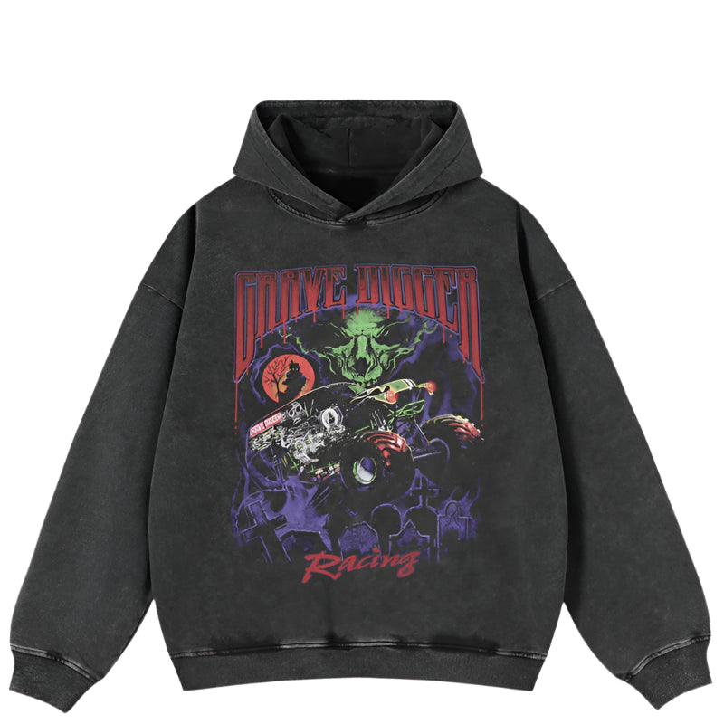 Oversized Black Graphic Hoodie Sweatshirt