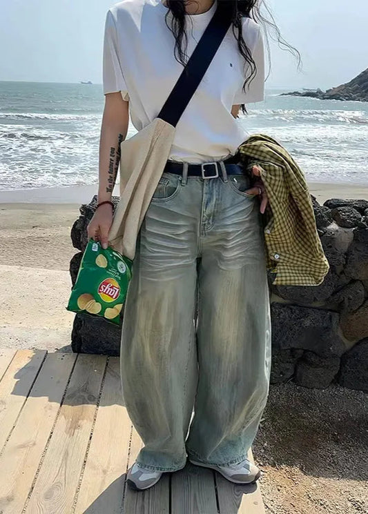 Blue Y2K Style High Waisted Jeans