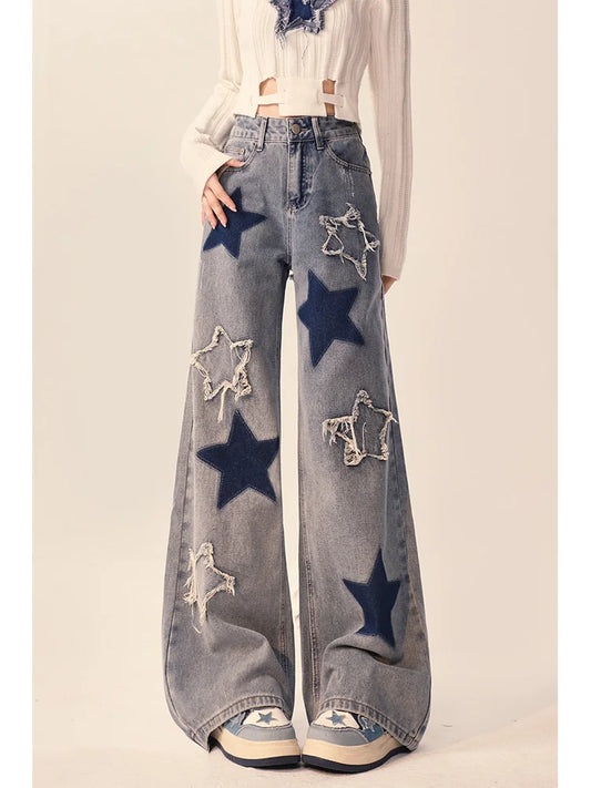 Vintage Star Embroidered Denim Jeans