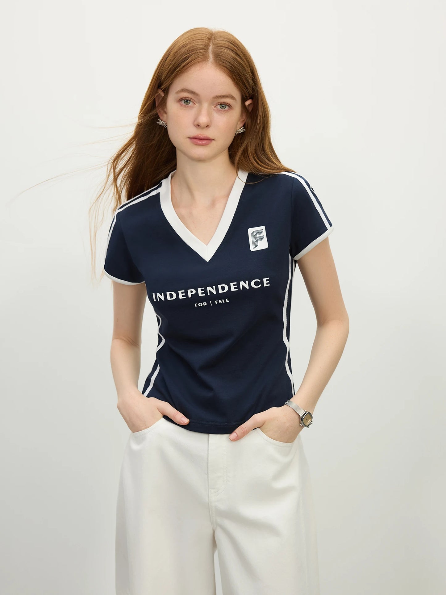 Sporty Summer Cropped Jersey Racerback T-Shirt