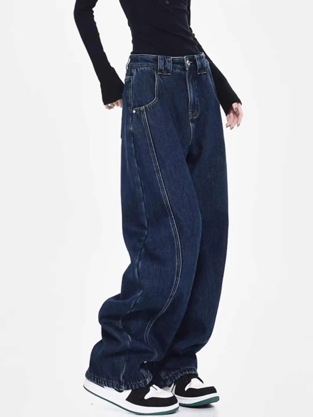 Vintage Oversize Blue Ripped Denim Jeans