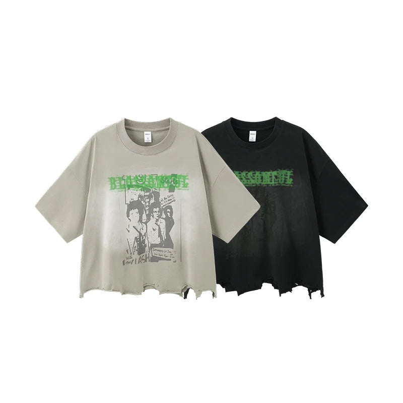 Vintage Distressed Graphic Print Boxy T-Shirt