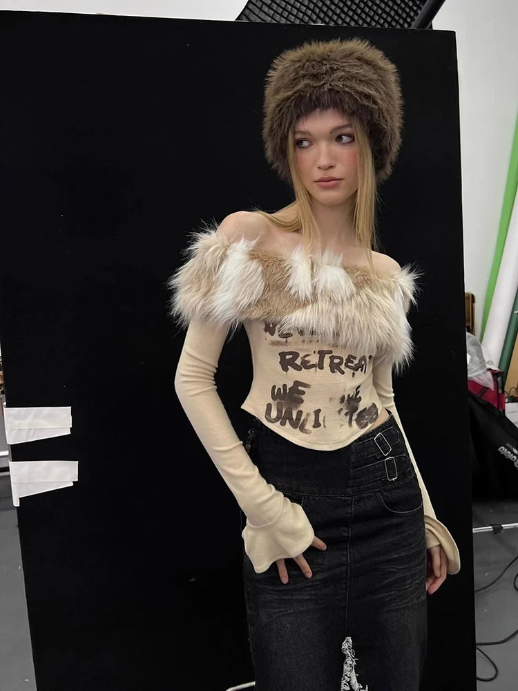 Chic Winter Fur Collar Knitwear
