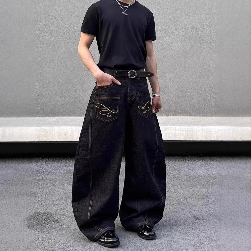 Retro Y2K Pocket Decoration Loose Jeans