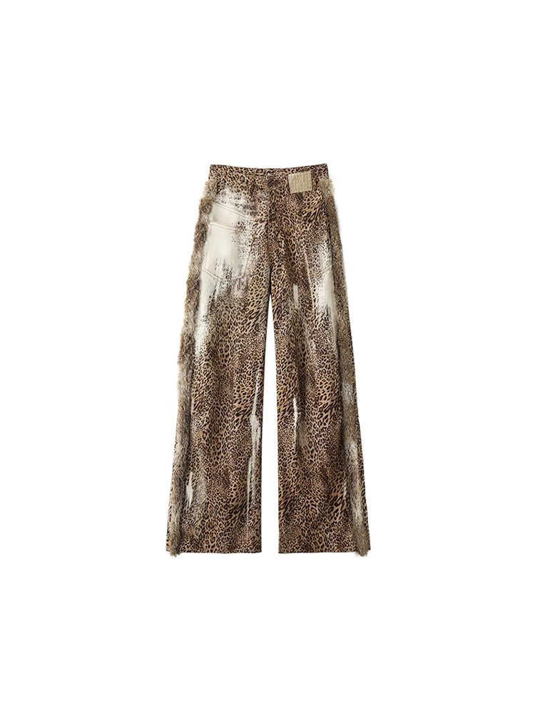 Leopard Print Loose Straight Leg Jeans