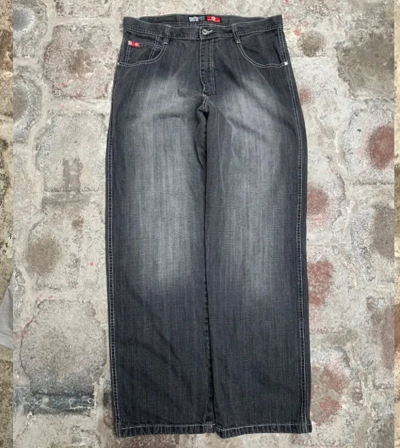 Vintage Black High Waist Wide Jeans