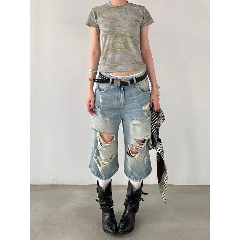 Vintage Cutoff Denim Shorts for Women