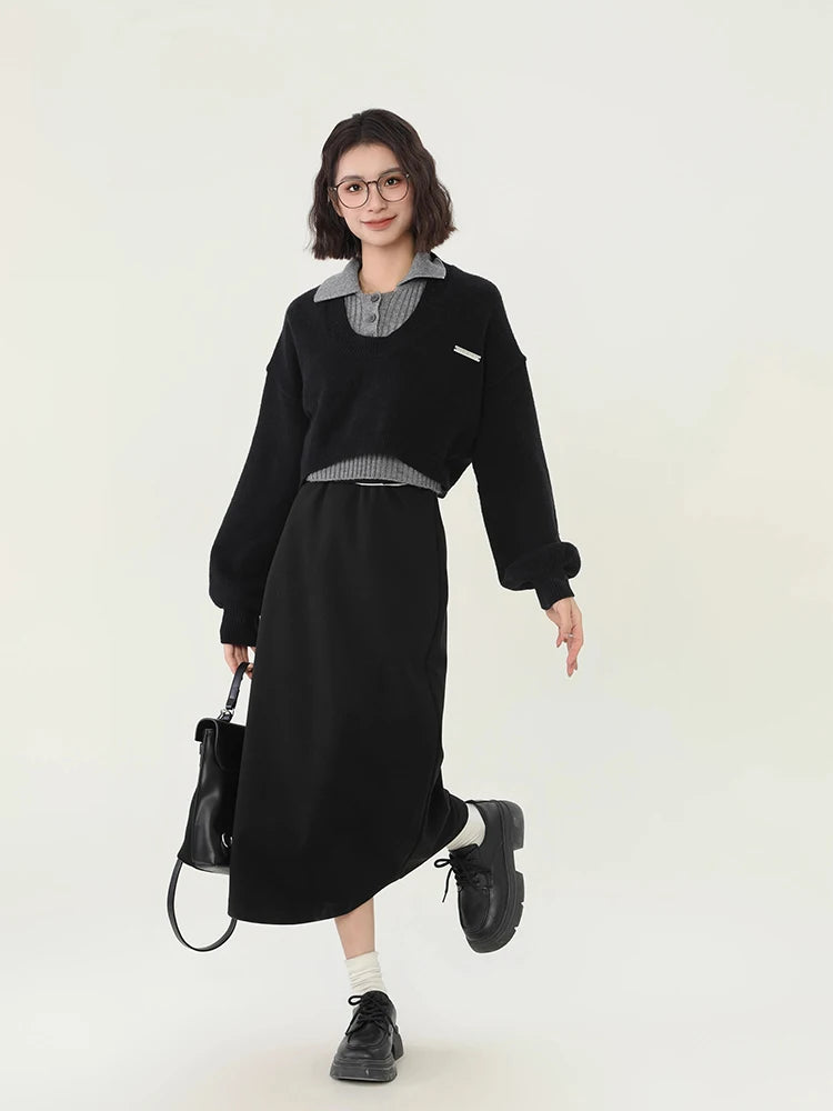 Cozy Preppy Knit Sweater Set Womens
