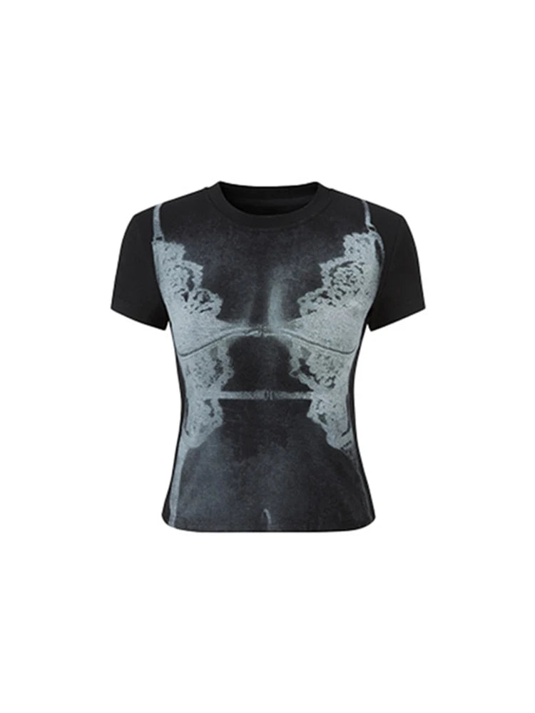 Sexy Slim Fit Print Crop T-Shirt