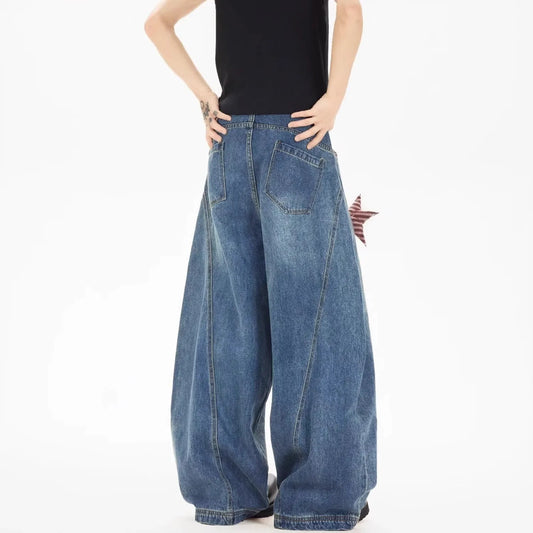 Vintage Low Waist Lace Wide Jeans