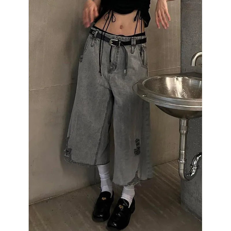 Loose Fit Vintage Denim Shorts