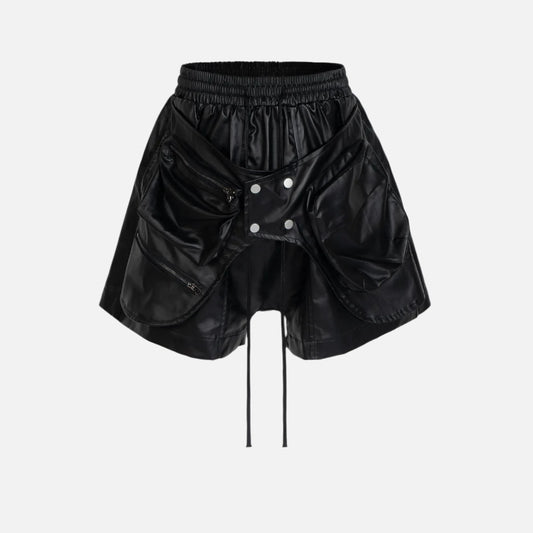 Black Wax Coated Spring Summer Shorts