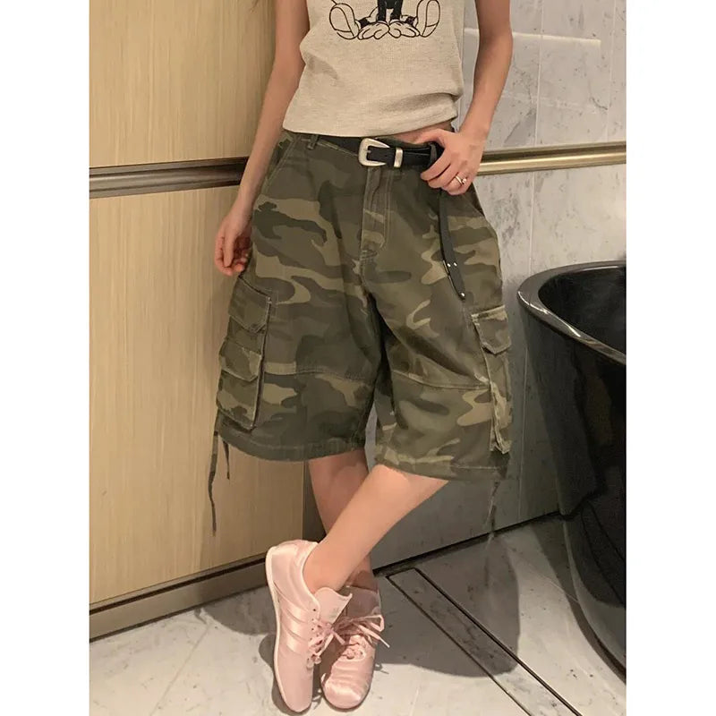 Camouflage Vintage Wide Leg Shorts