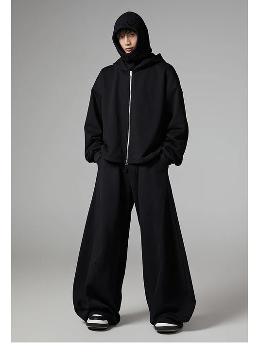 Black Flowy Baggy Wide Leg Pants