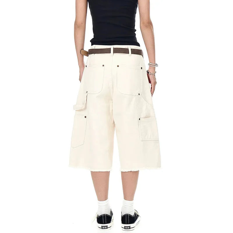 Loose Khaki Straight Leggings Short