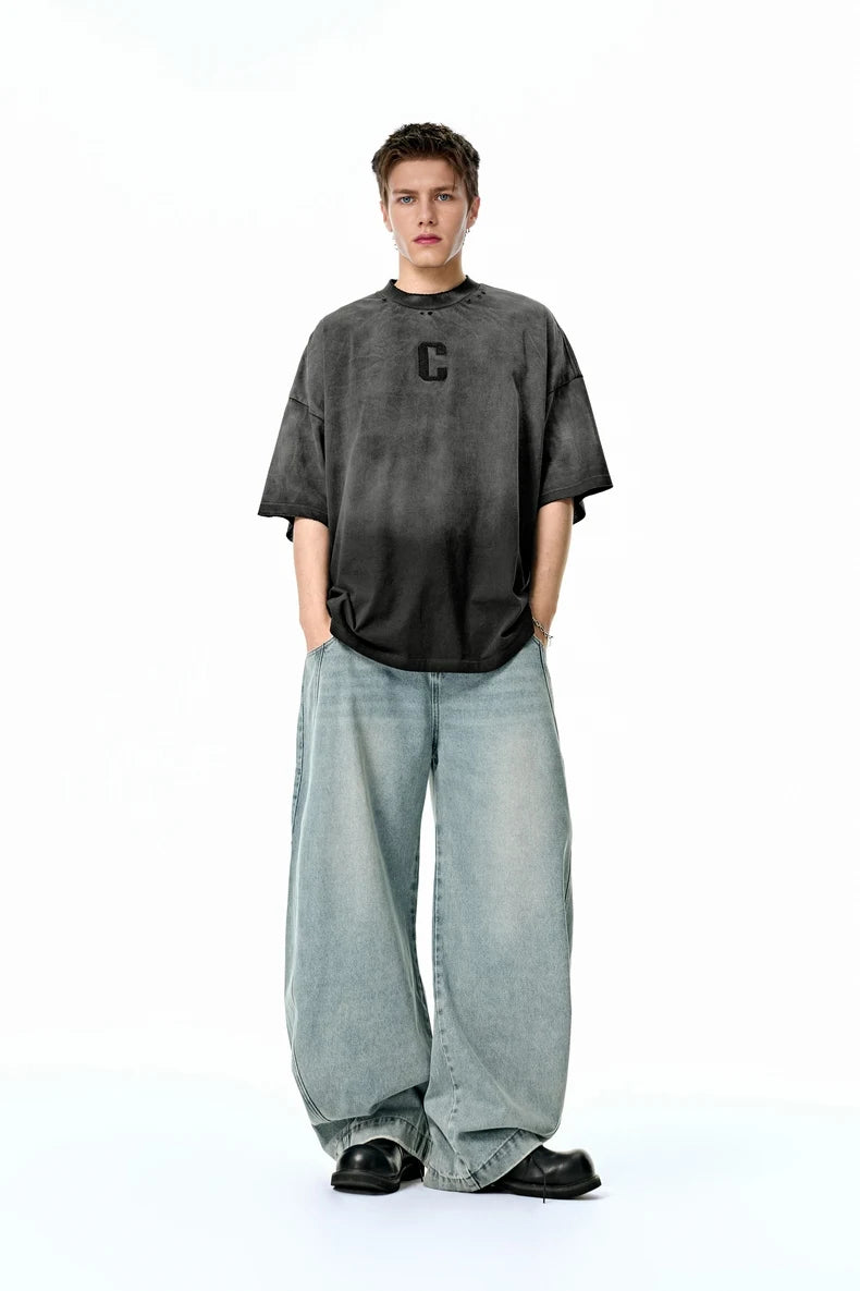 American Vintage Gradient Washed Letter T-Shirt
