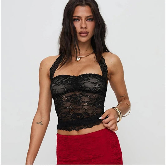 Black Lace Y2K Vintage Camisole