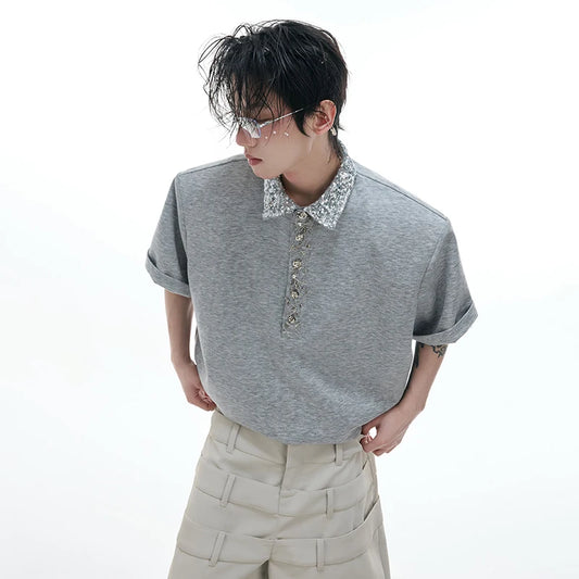 Stylish Original Patchwork Shoulder Pad T-Shirt