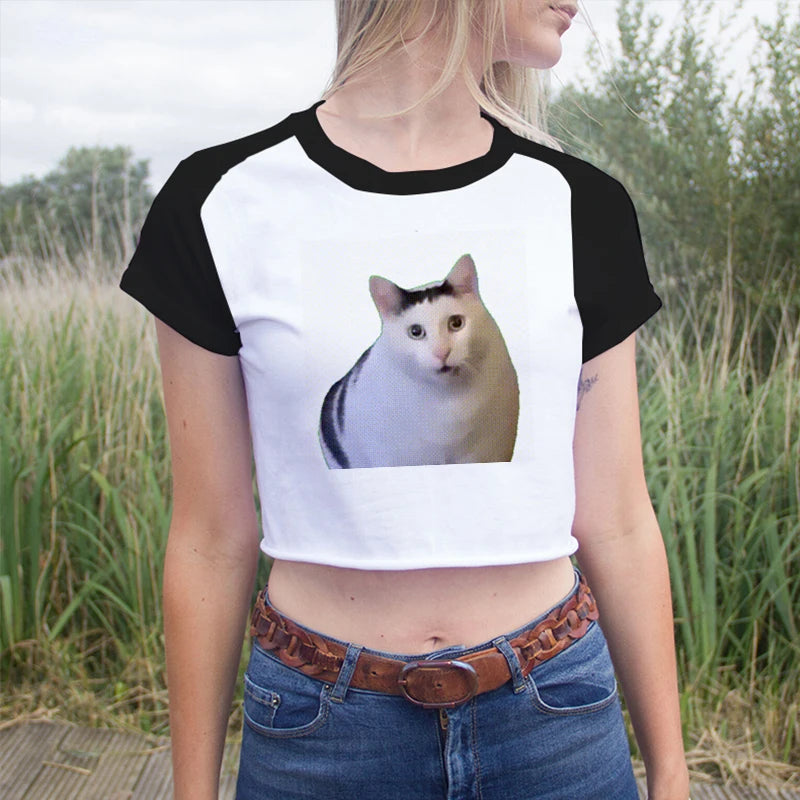 Funny Cat Print Casual Kawai T-Shirt