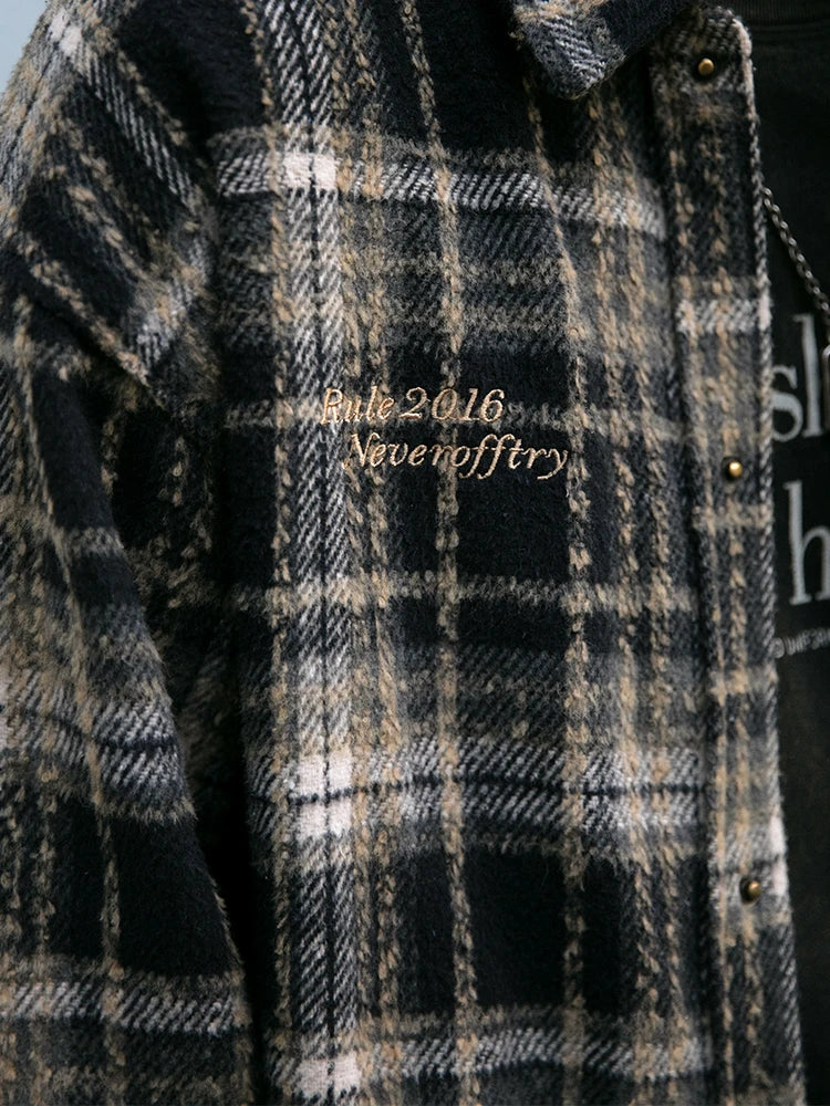 Vintage Japanese Woolen Plaid Cargo Shirt