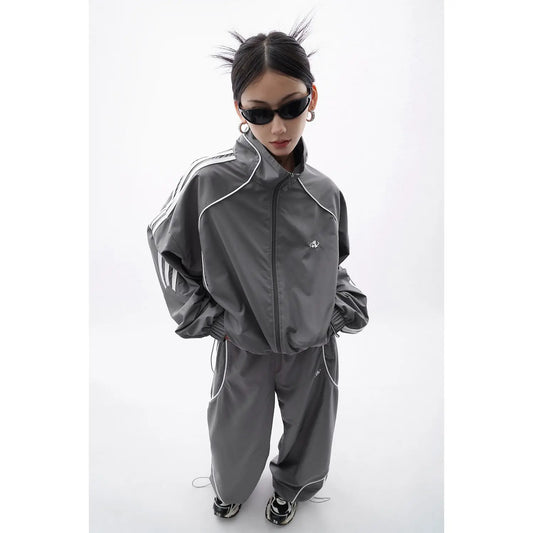 Grey Loose Sports Jacket and Pants
